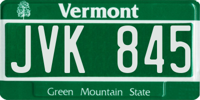 VT license plate JVK845