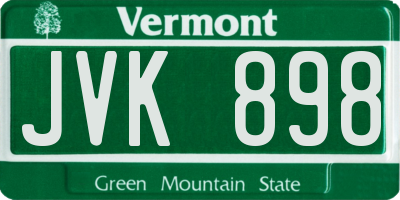 VT license plate JVK898