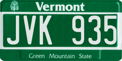 VT license plate JVK935