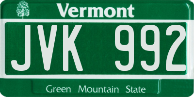 VT license plate JVK992