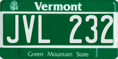 VT license plate JVL232