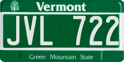 VT license plate JVL722