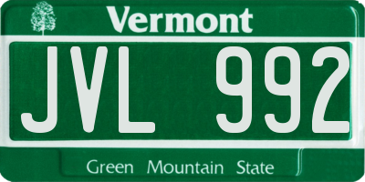 VT license plate JVL992