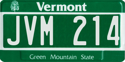 VT license plate JVM214