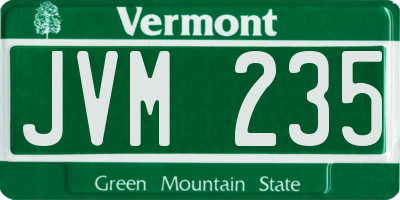 VT license plate JVM235