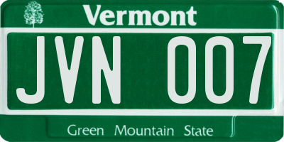 VT license plate JVN007