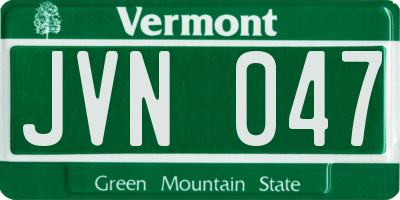 VT license plate JVN047
