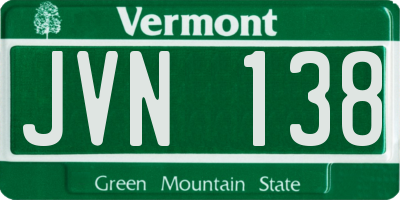 VT license plate JVN138