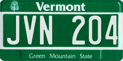 VT license plate JVN204