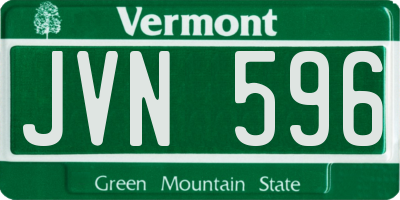 VT license plate JVN596