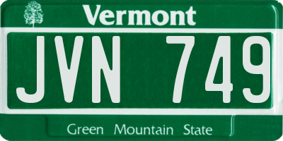 VT license plate JVN749