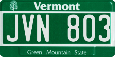 VT license plate JVN803