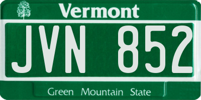 VT license plate JVN852