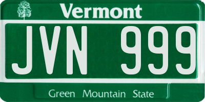 VT license plate JVN999