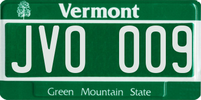 VT license plate JVO009