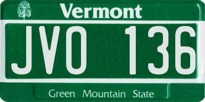 VT license plate JVO136