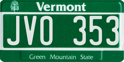 VT license plate JVO353