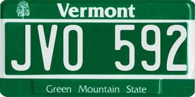 VT license plate JVO592