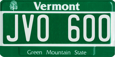 VT license plate JVO600