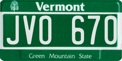 VT license plate JVO670