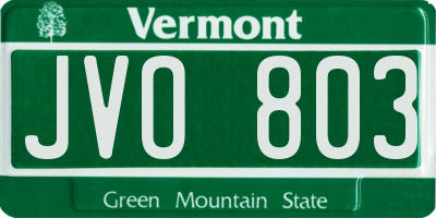 VT license plate JVO803