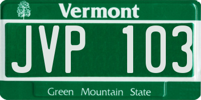 VT license plate JVP103
