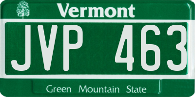 VT license plate JVP463