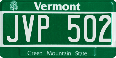 VT license plate JVP502