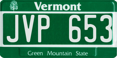 VT license plate JVP653