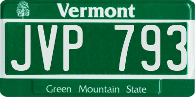 VT license plate JVP793