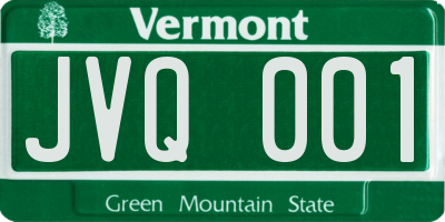 VT license plate JVQ001