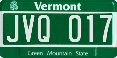 VT license plate JVQ017