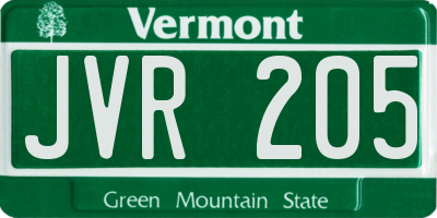 VT license plate JVR205