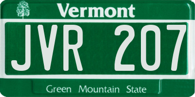 VT license plate JVR207