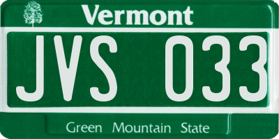 VT license plate JVS033
