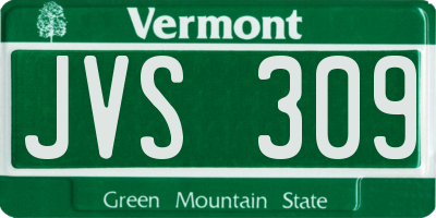 VT license plate JVS309
