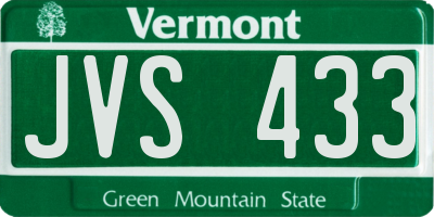 VT license plate JVS433