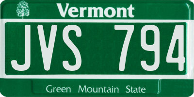 VT license plate JVS794