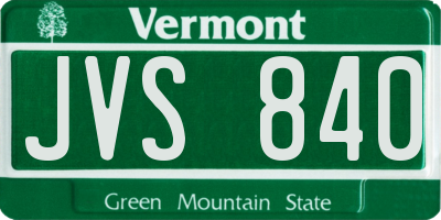 VT license plate JVS840