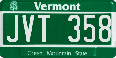 VT license plate JVT358