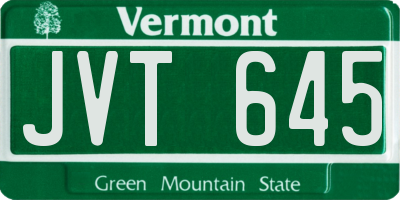 VT license plate JVT645