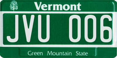 VT license plate JVU006