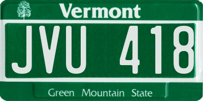 VT license plate JVU418