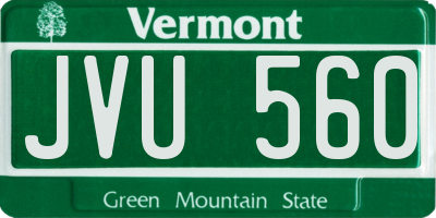 VT license plate JVU560
