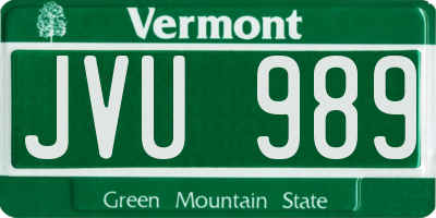 VT license plate JVU989