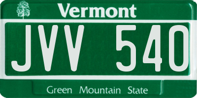 VT license plate JVV540