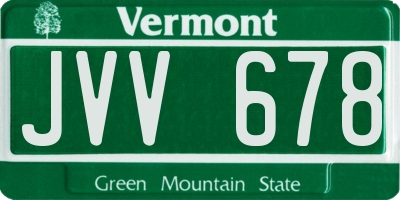 VT license plate JVV678