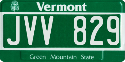 VT license plate JVV829