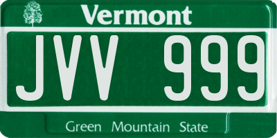 VT license plate JVV999