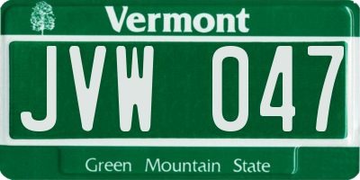 VT license plate JVW047